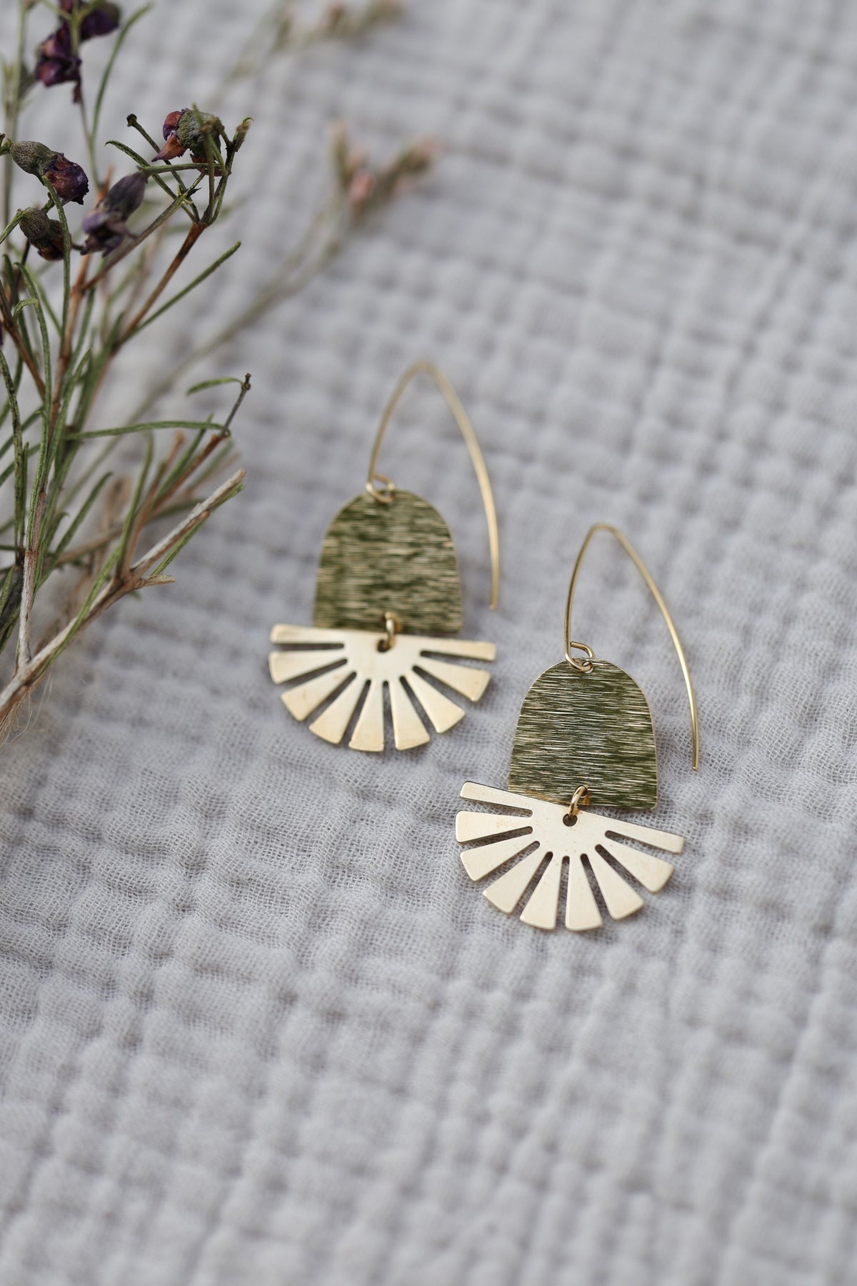 Aztec sun,  lightweight, solid brass, celestial dangle earrings