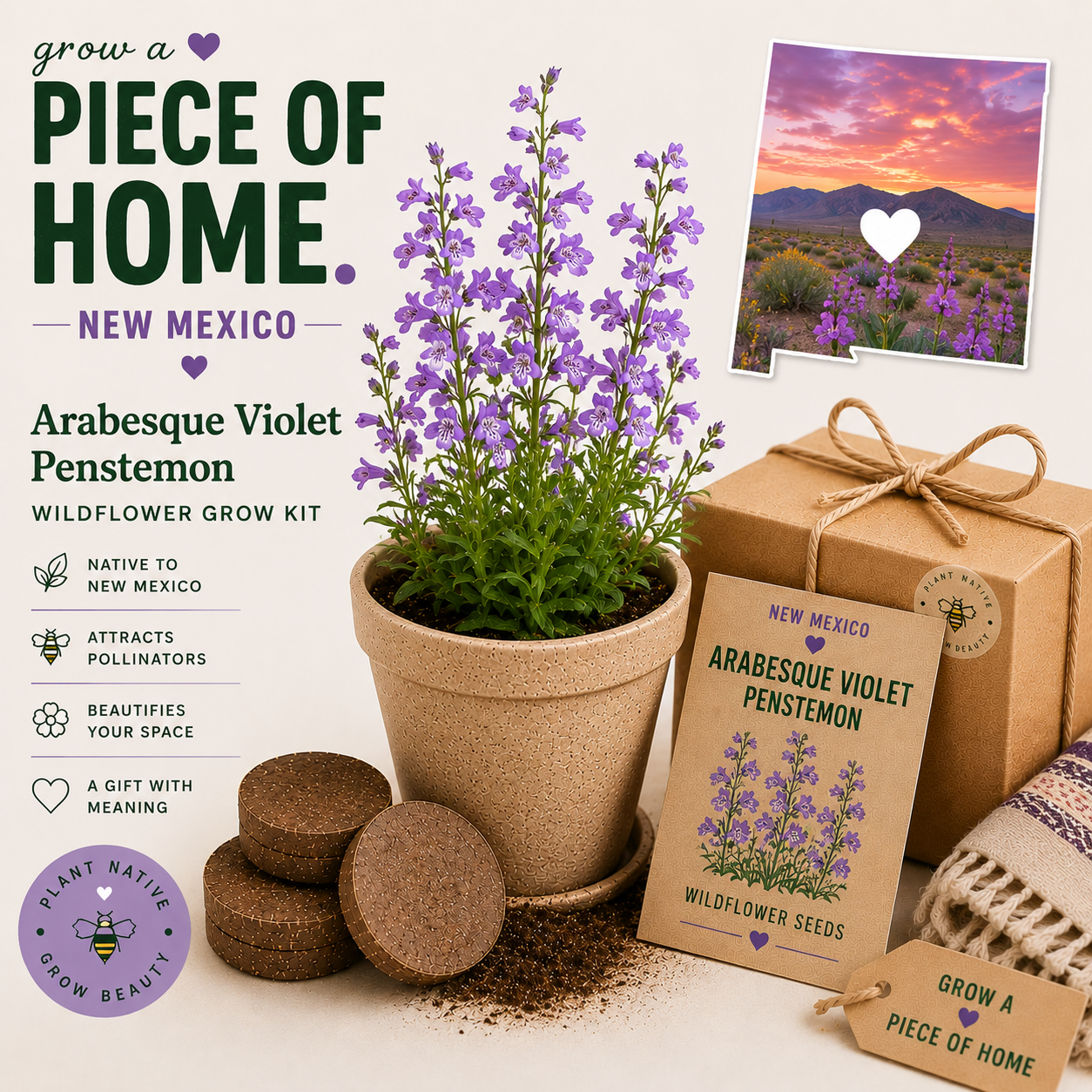 New Mexico Arabesque Violet Penstemon Wildflower Grow Kit