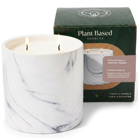 Natural Jasmine Vesper White Marble Candle 17oz