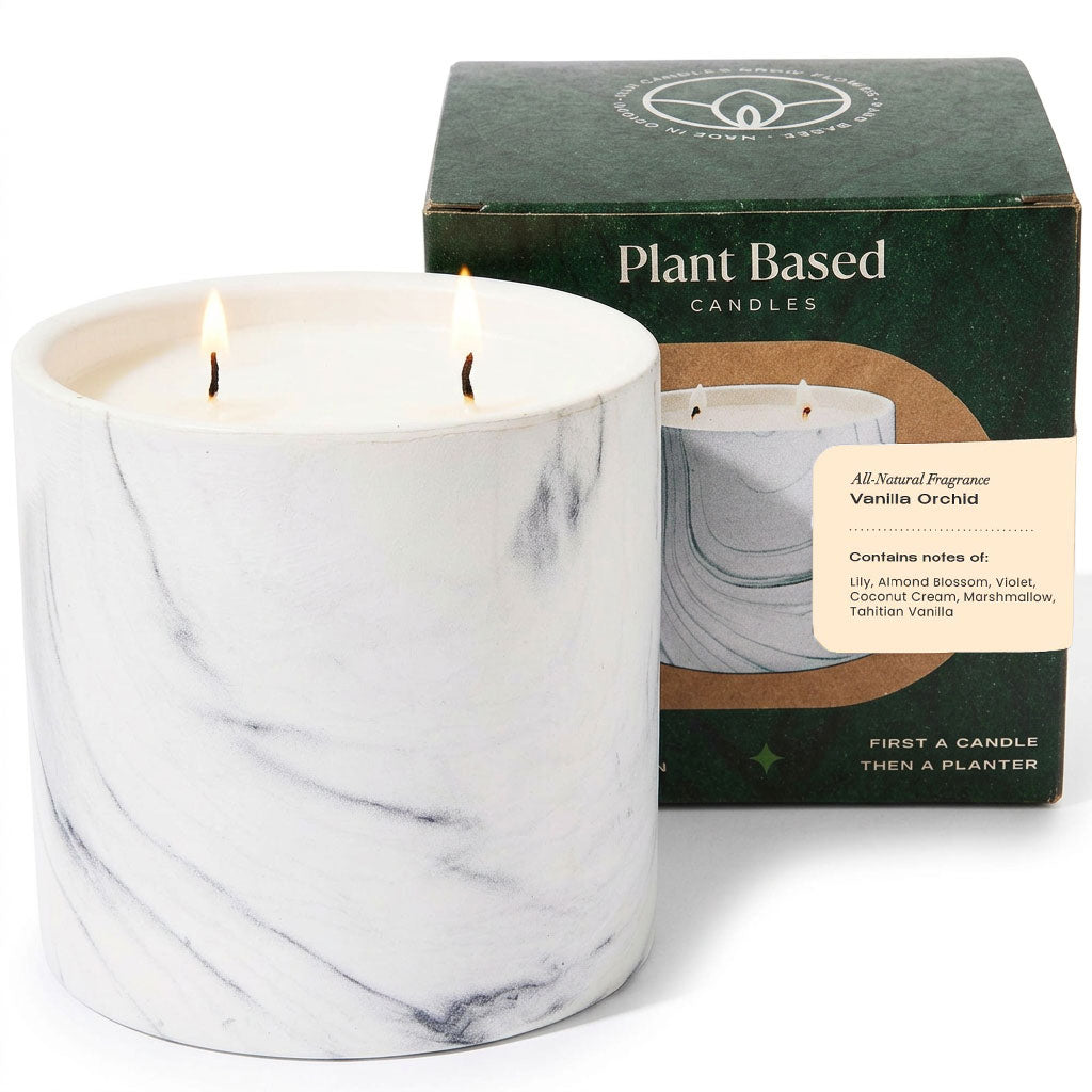 Natural Vanilla Orchid White Marble Candle 17oz