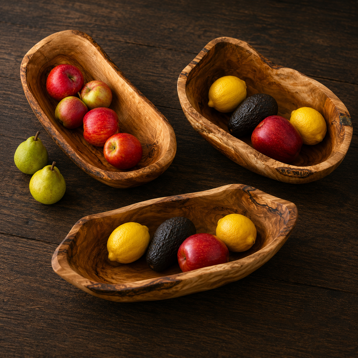 Large Olive Wood Fruit Bowl