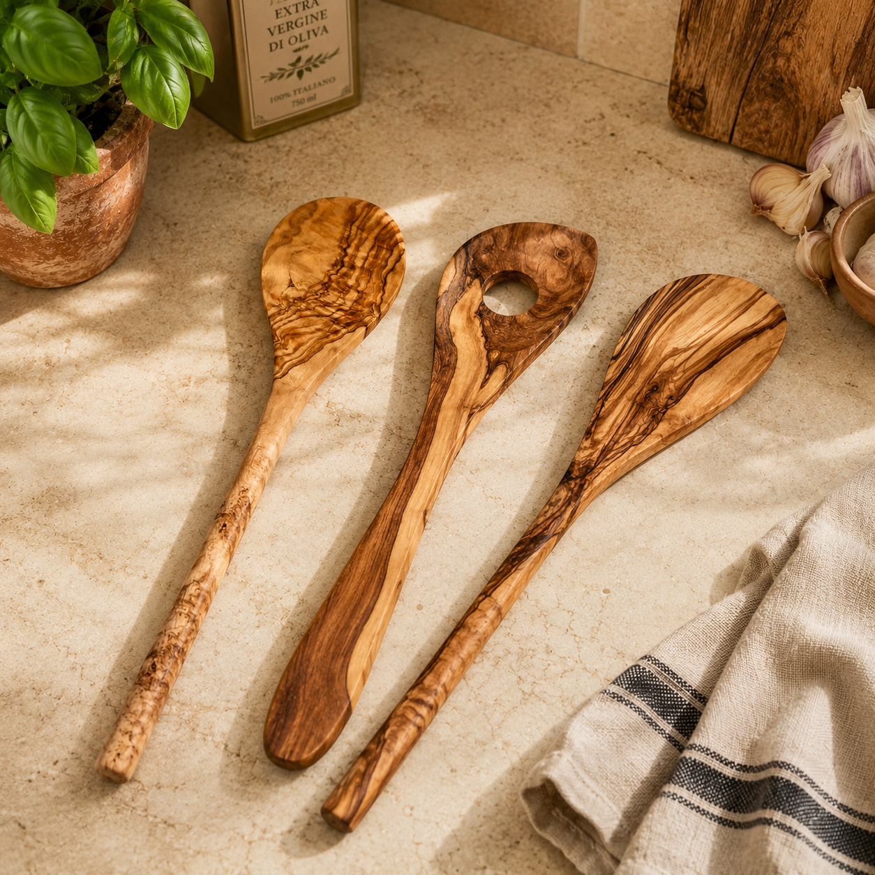Set of 3 Olive Wood Spoons