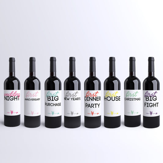 Marriage Milestone Wine Labels, Pack of 8