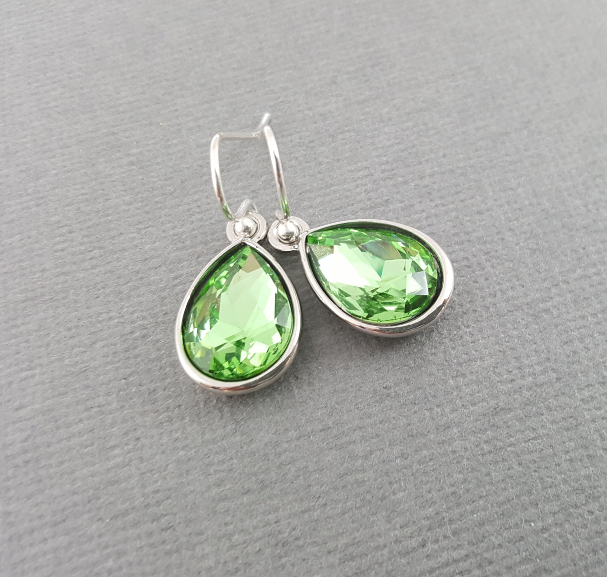 August Birthstone Peridot Crystal Earrings – Sterling Silver