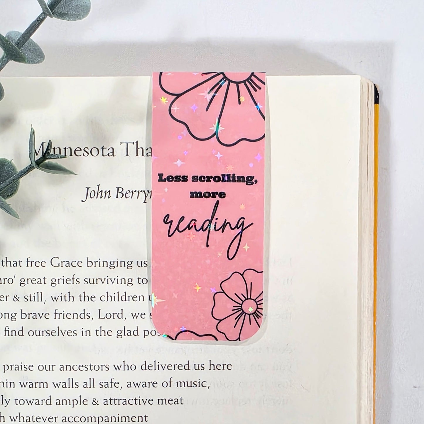 Less Scrolling More Reading | Sparkle Holographic Magnetic Bookmark