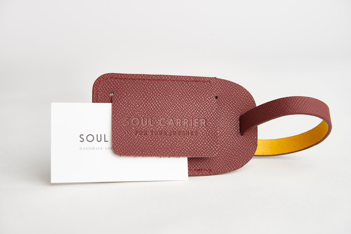 🔴 ASU Maroon Epsom Leather Luggage Tag