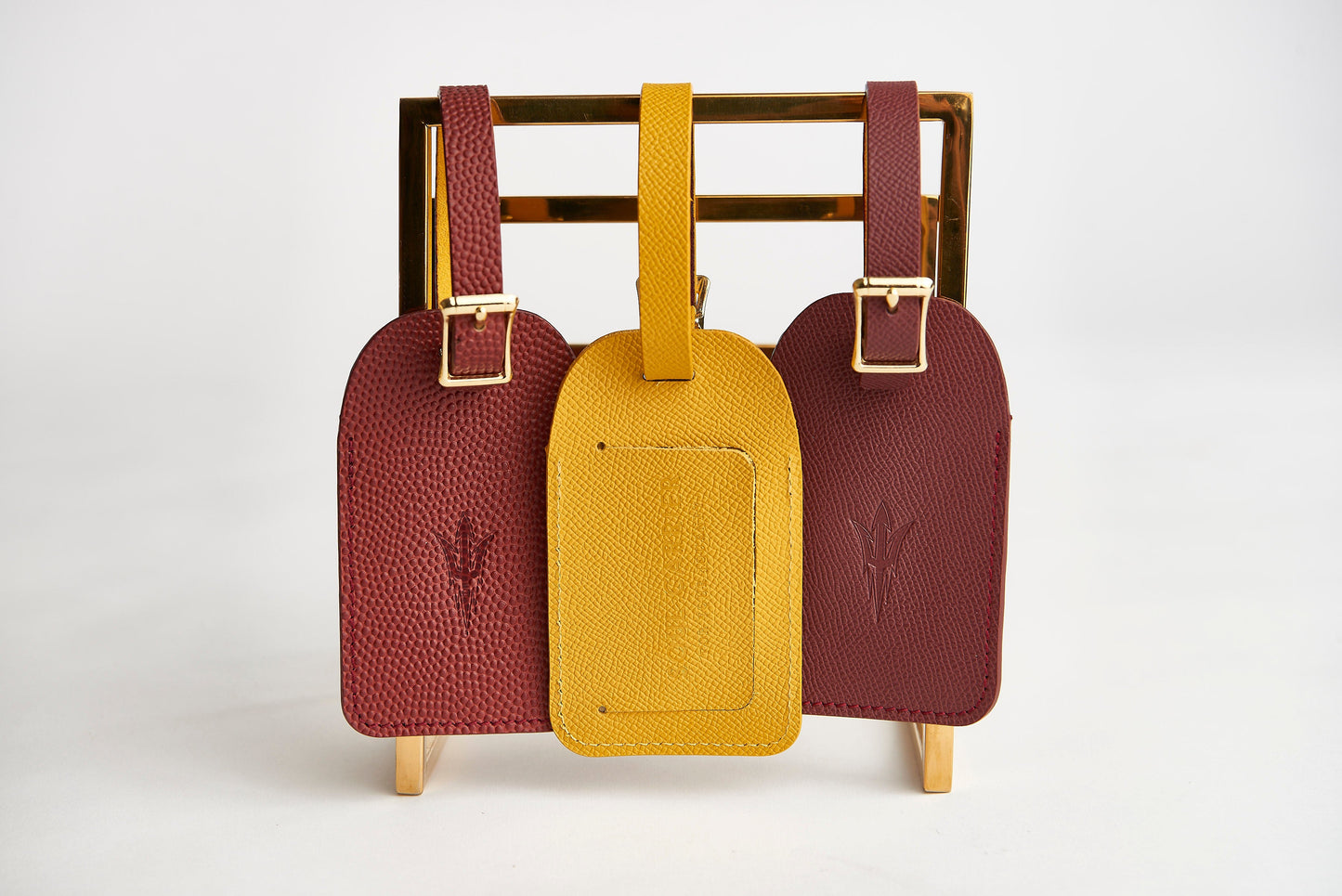 🔴 ASU Maroon Epsom Leather Luggage Tag
