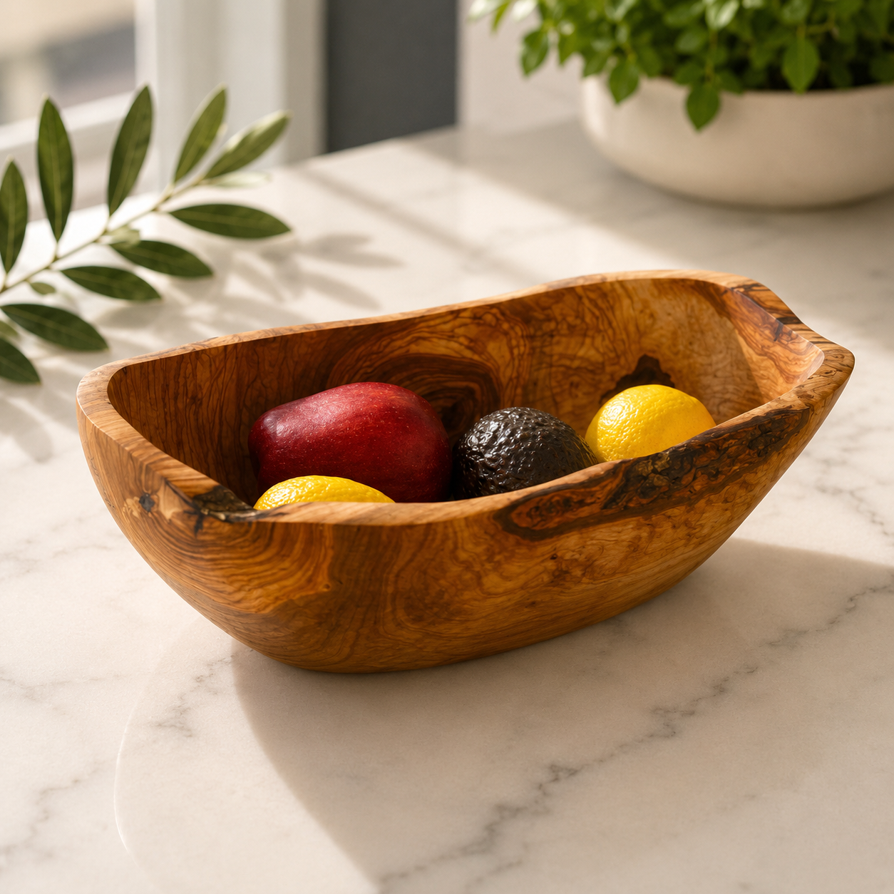 Large Olive Wood Fruit Bowl