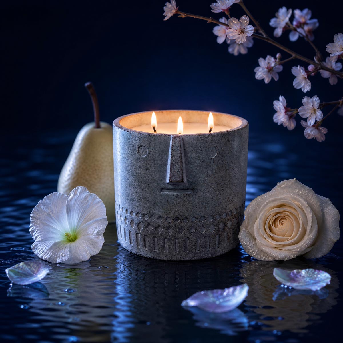 Midnight Soleil Stone Face Candle 27oz