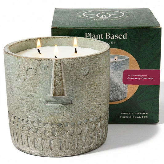 Natural Cranberry Cascade Stone Face Candle 27oz