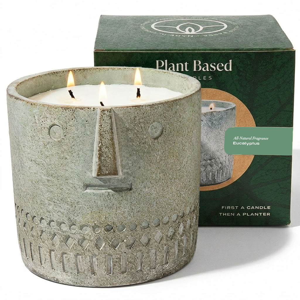 Natural Eucalyptus Stone Face Candle 27oz