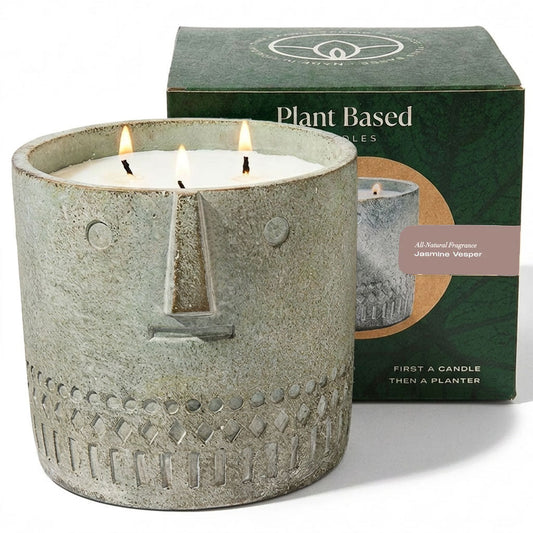 Natural Jasmine Vesper Stone Face Candle 27oz