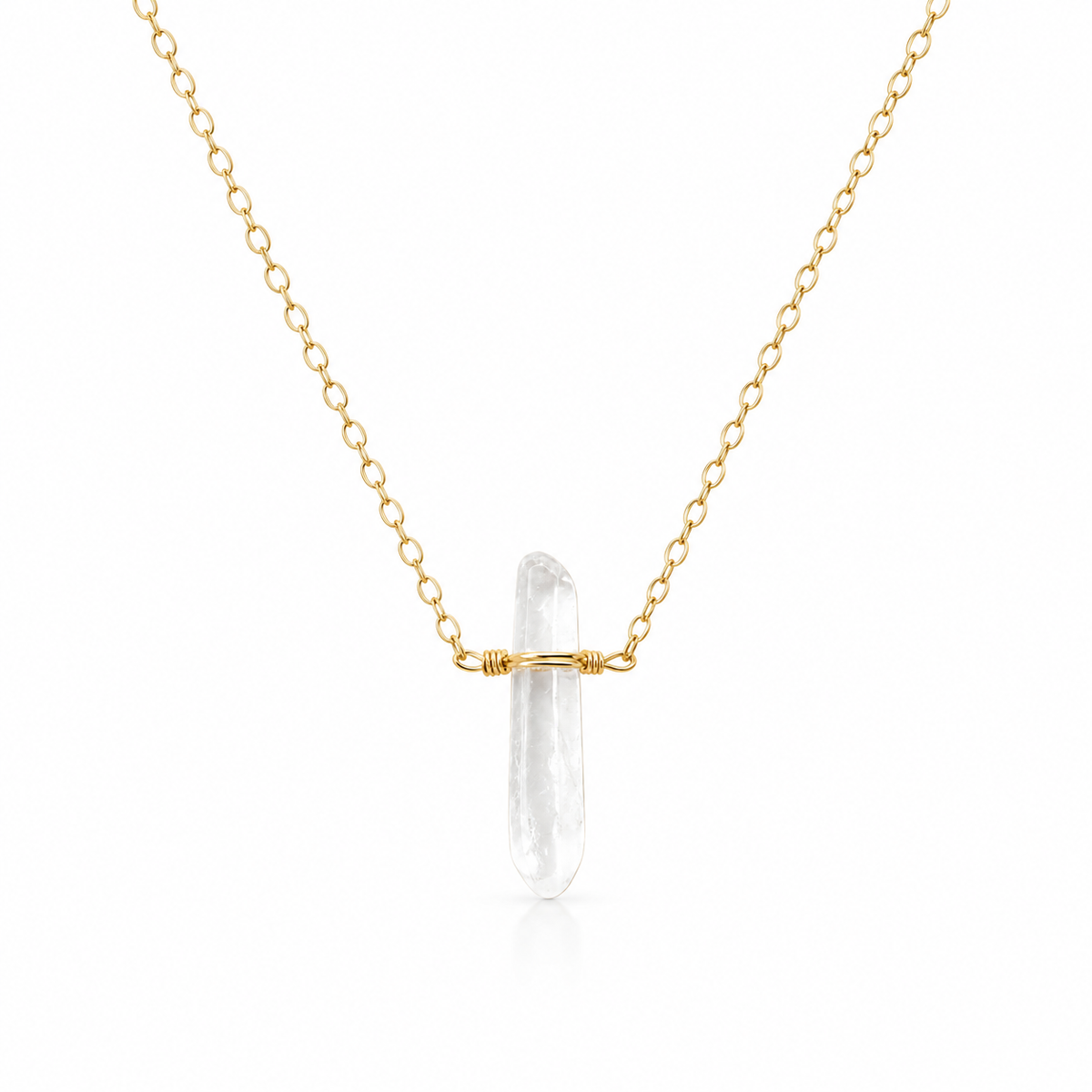 Single Quartz Crystal Necklace – Gold Filled, Wire Wrapped, Choose Your Length, Made to Order