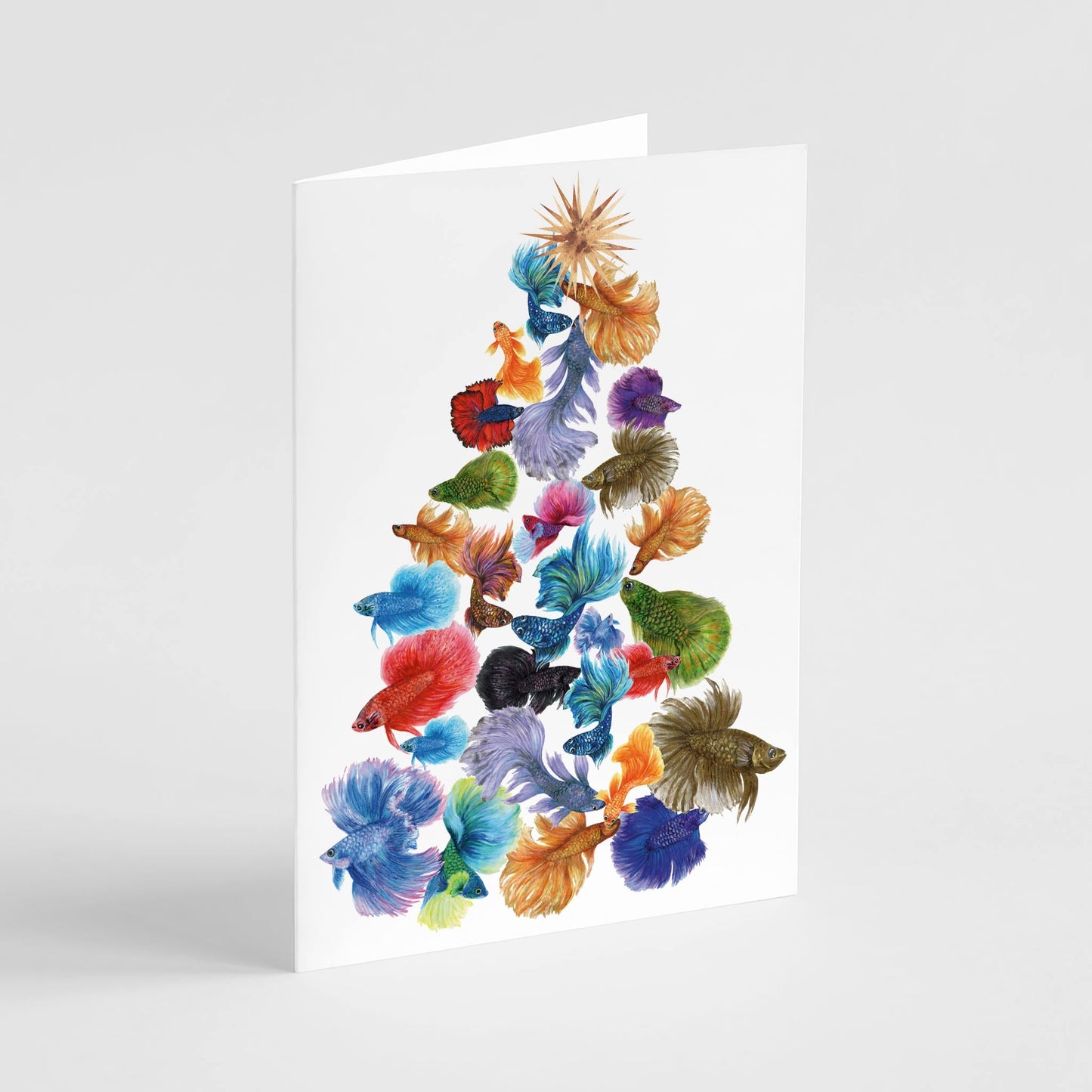 Tropical Fish Christmas Tree Greeting Cards, Set of 24