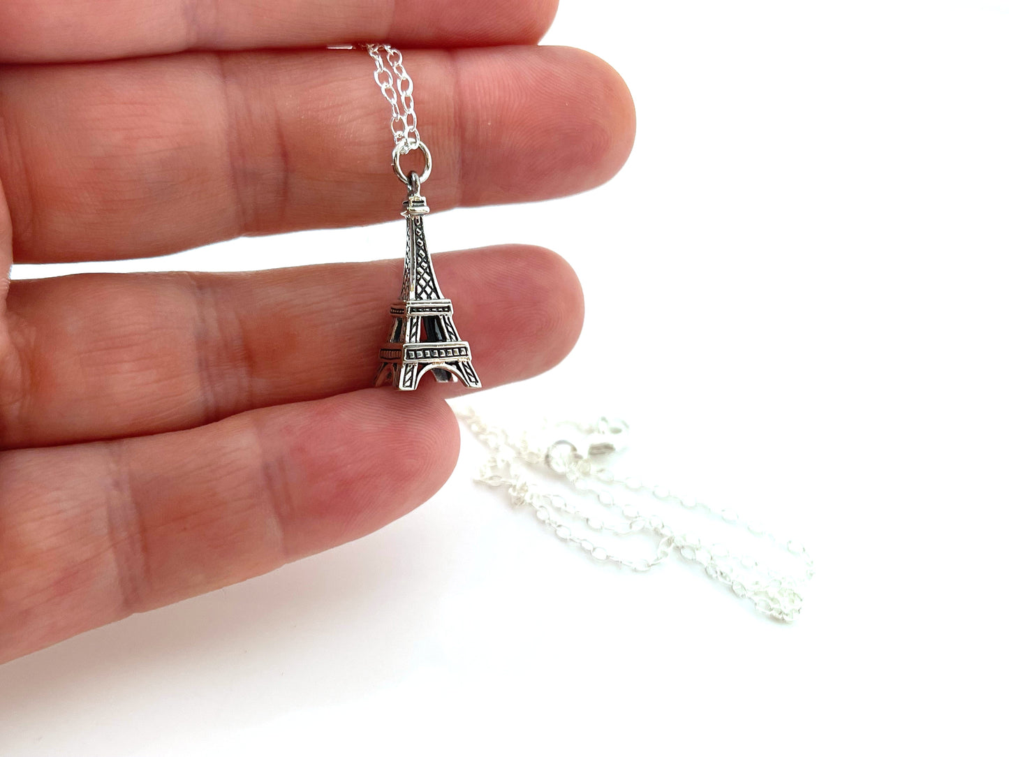 Paris Charm Necklace – Sterling Silver Eiffel Tower Necklace