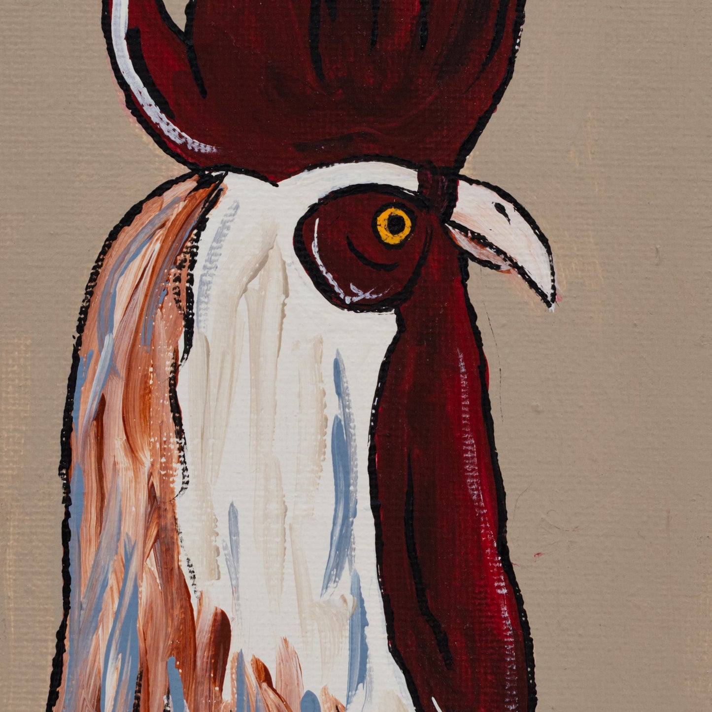 Joseph the Rooster Easel Canvas Painting | 4" x 6" | The Painted Attic