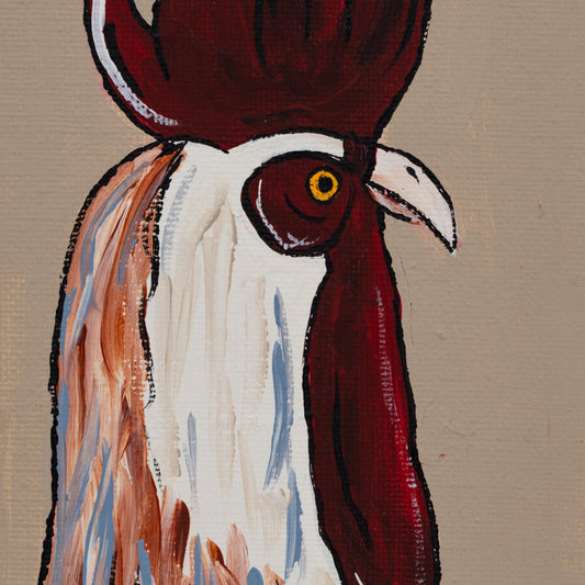 Joseph the Rooster Easel Canvas Painting | 4" x 6" | The Painted Attic