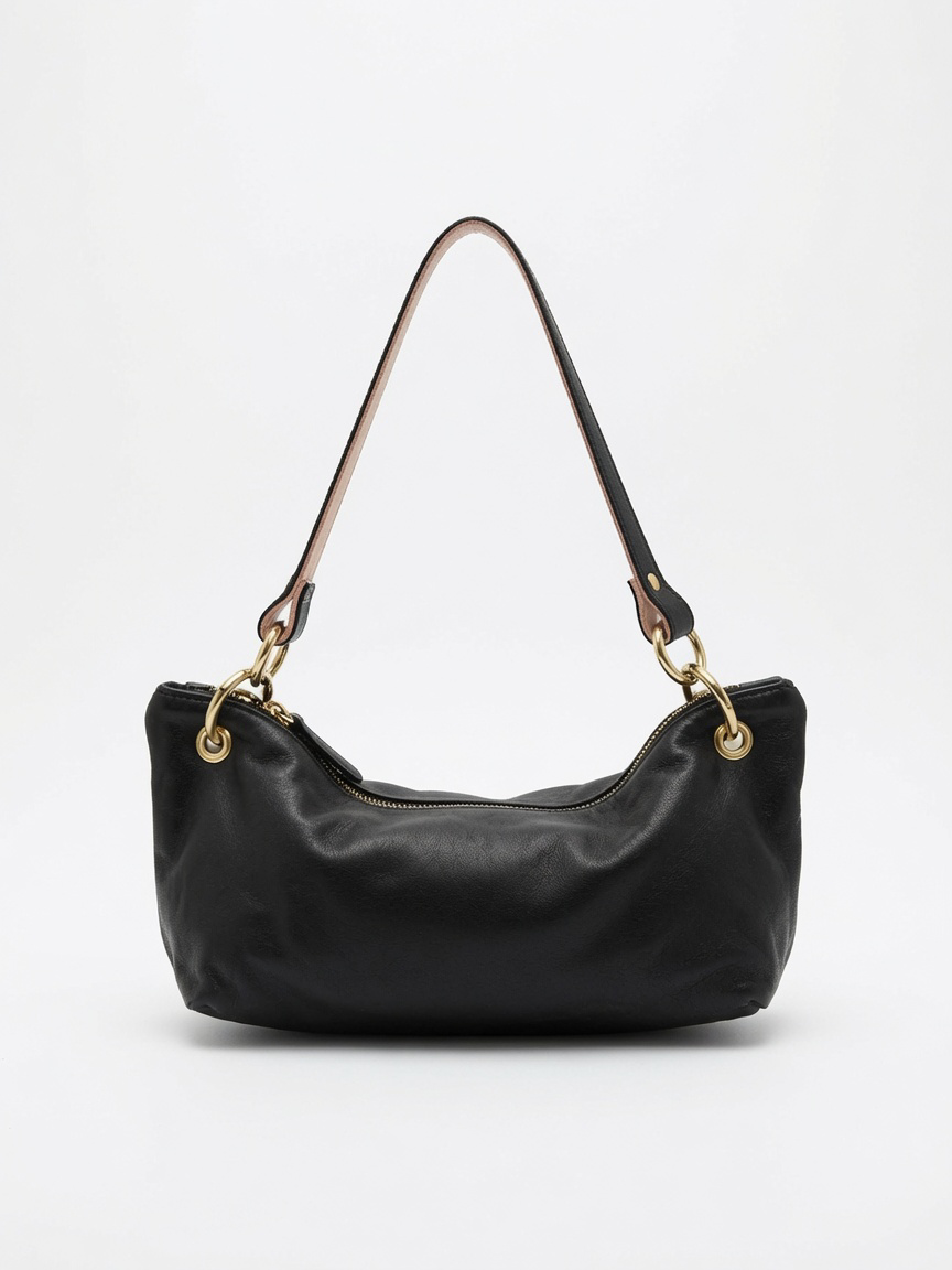 Blair Shoulder Bag, Black Leather