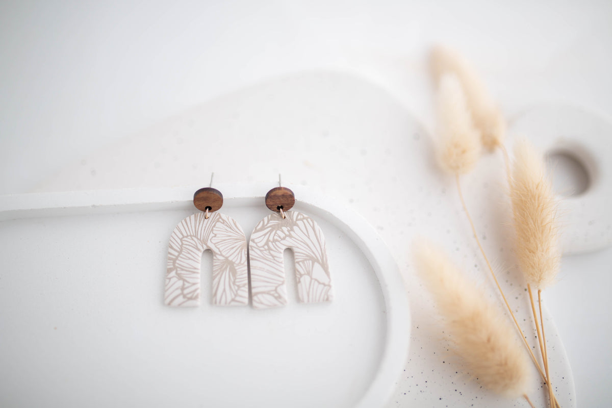 Clay Earrings | Imprint Dangles | All Things Neutral Collection