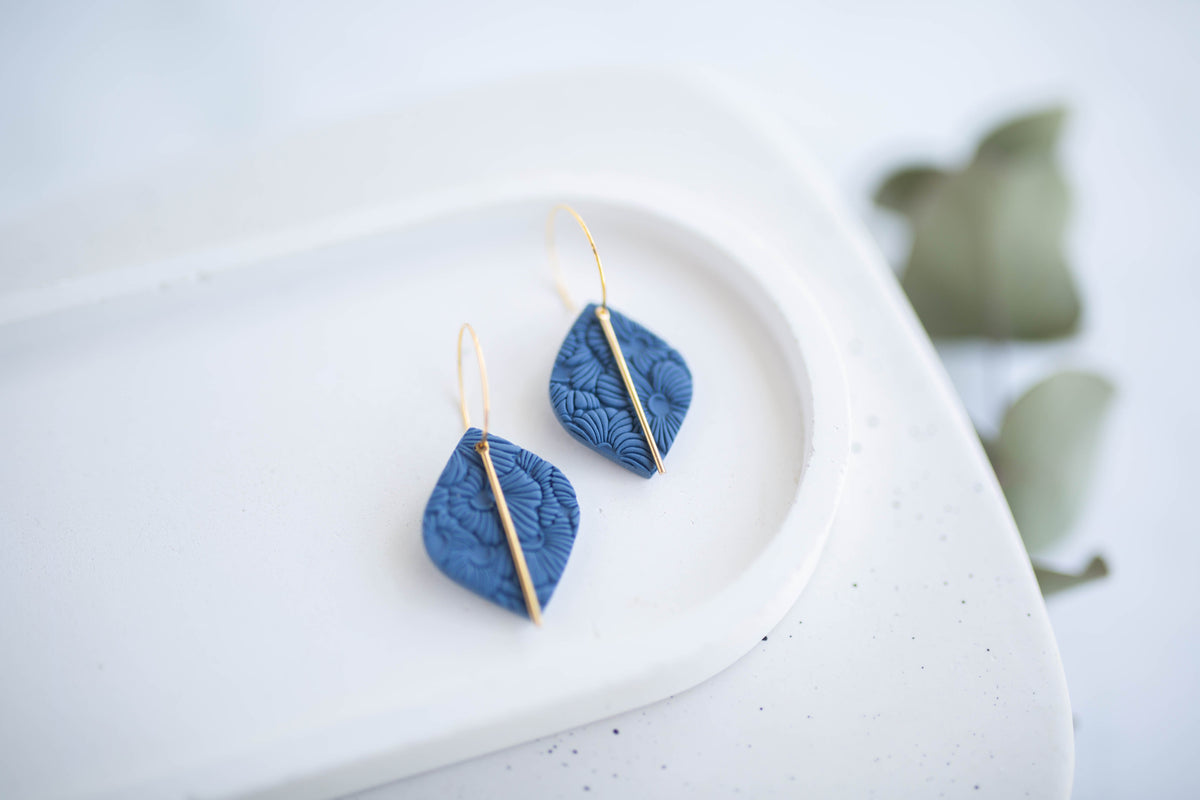 Clay Earrings | Indigo Floral Hoops | Indigo Daydream Collection