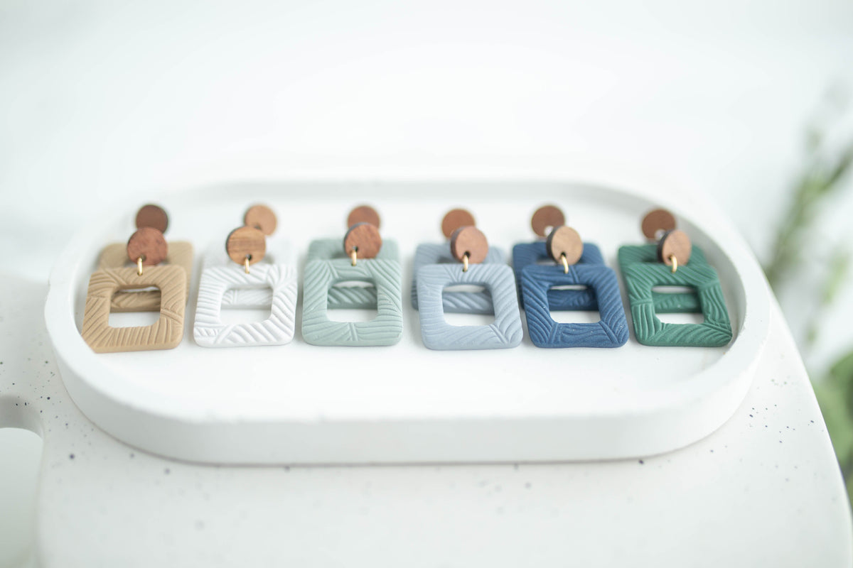 Clay Earrings | Square Dangles | Earth+Sky Collection