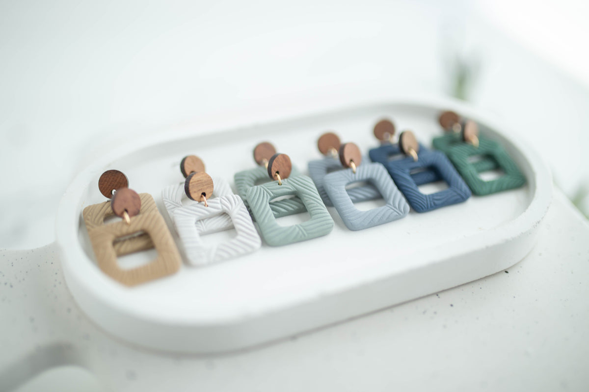 Clay Earrings | Square Dangles | Earth+Sky Collection