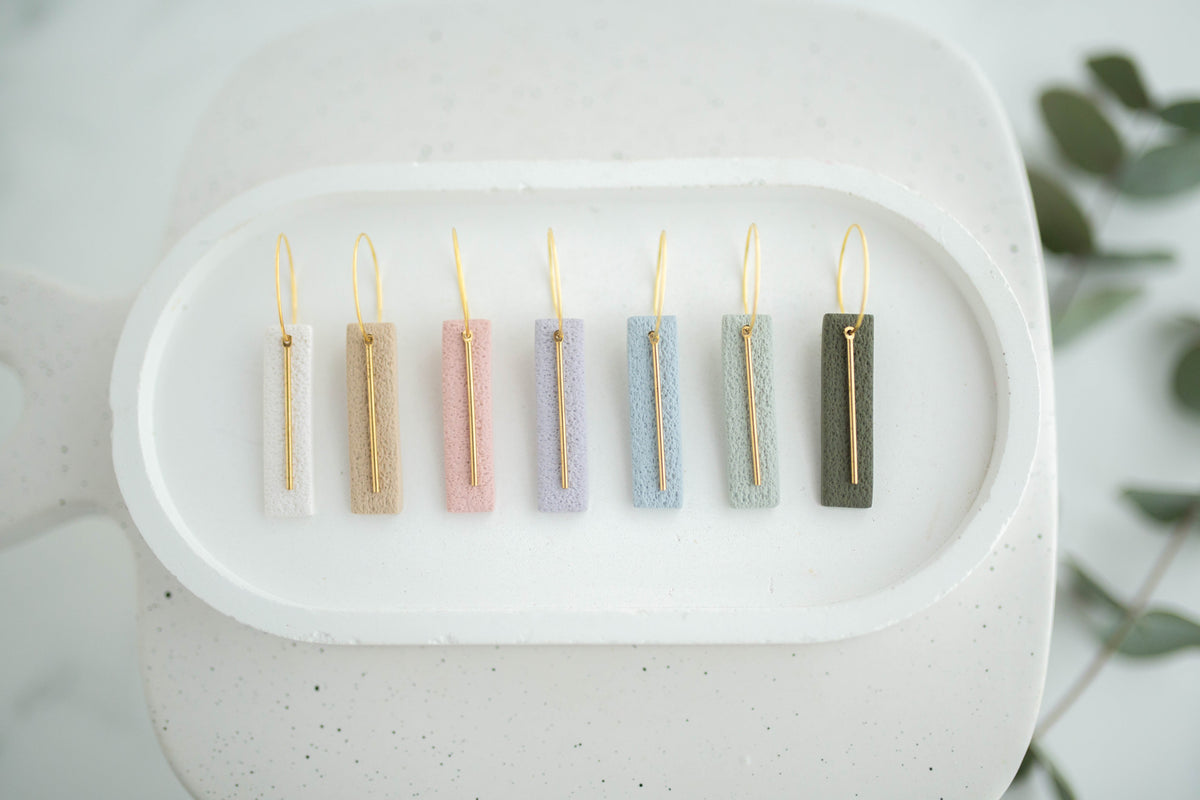 Clay Earrings | Simple Rectangle Mini Hoops | Spring Fling Collection
