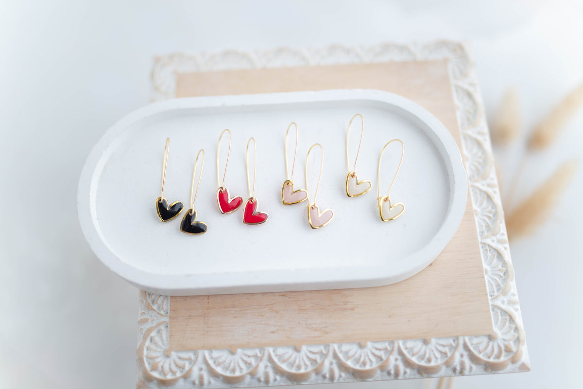 Clay Earrings | Mini Heart Drops | Sweetheart Collection