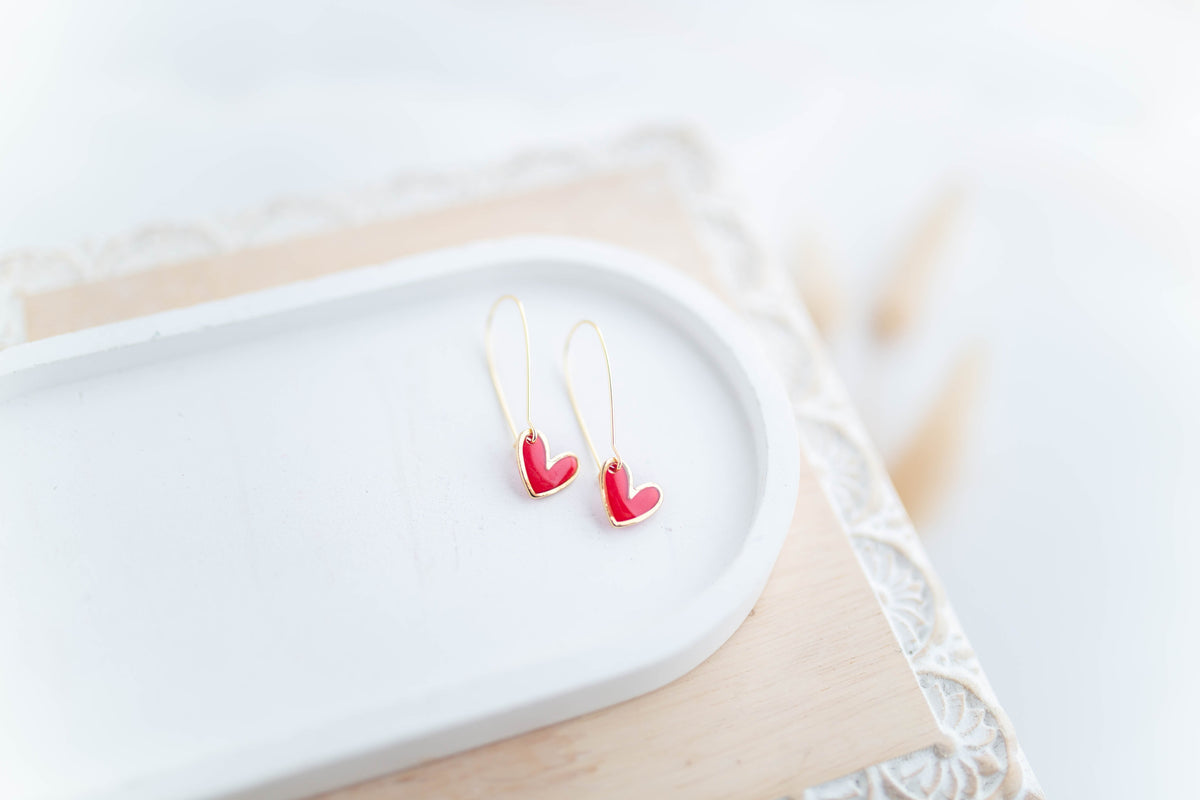 Clay Earrings | Mini Heart Drops | Sweetheart Collection