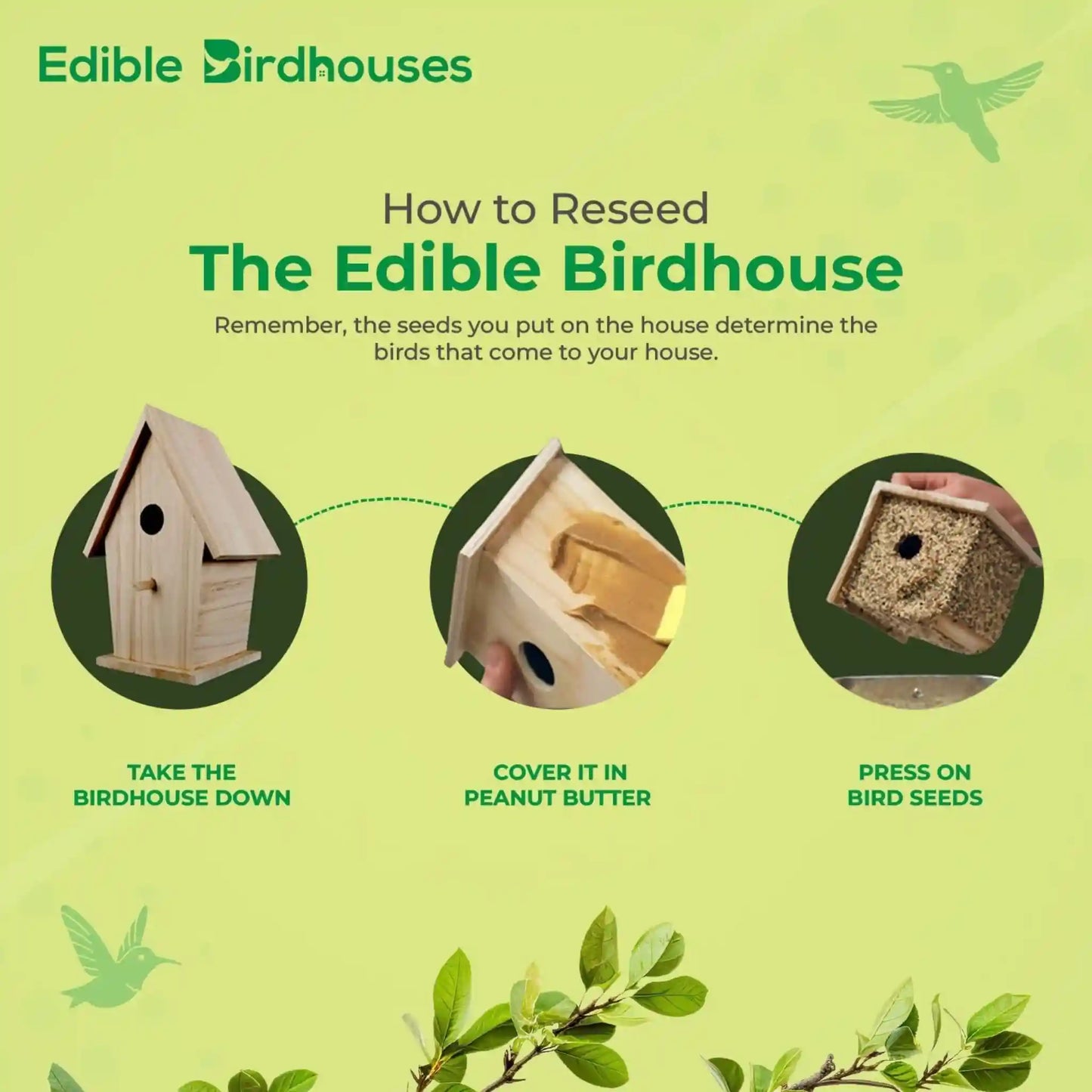 Handmade Edible Birdhouse - Light Roof, Tall Birdhouse Covered in Bird Seeds