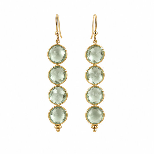 Green Amethyst Triple Drop Earrings – 14k Gold Filled