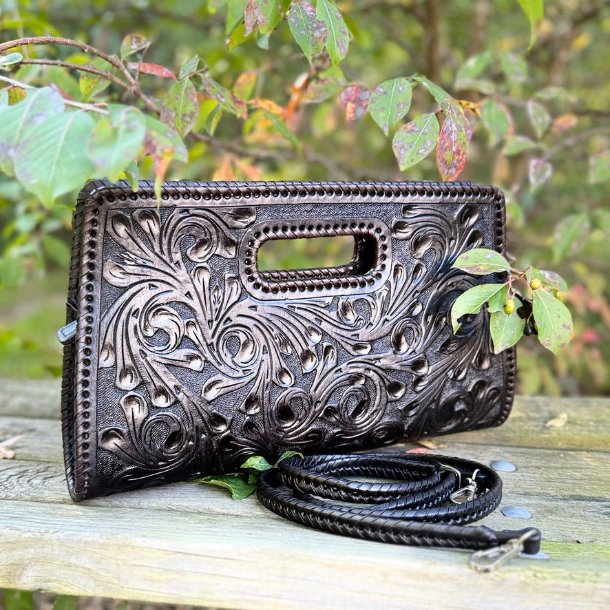 Hand-Tooled Leather Large Clutch Bag "ENVELOPE" by ALLE more Colors