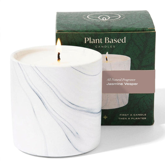 Natural Jasmine Vesper White Marble Candle 6oz