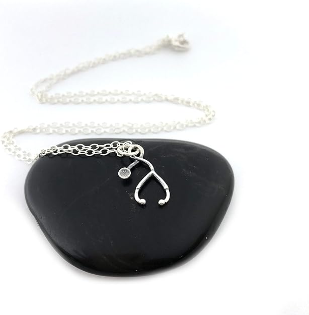 Sterling Silver Stethoscope Necklace – Handmade Medical Jewelry Gift for Doctors, Nurses & Students