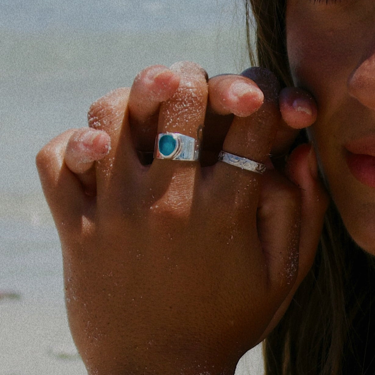 Blue Bold Sea Glass Band (Handmade)