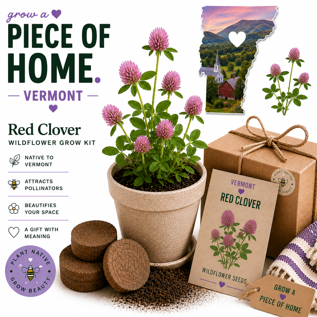 Vermont Red Clover Wildflower Grow Kit