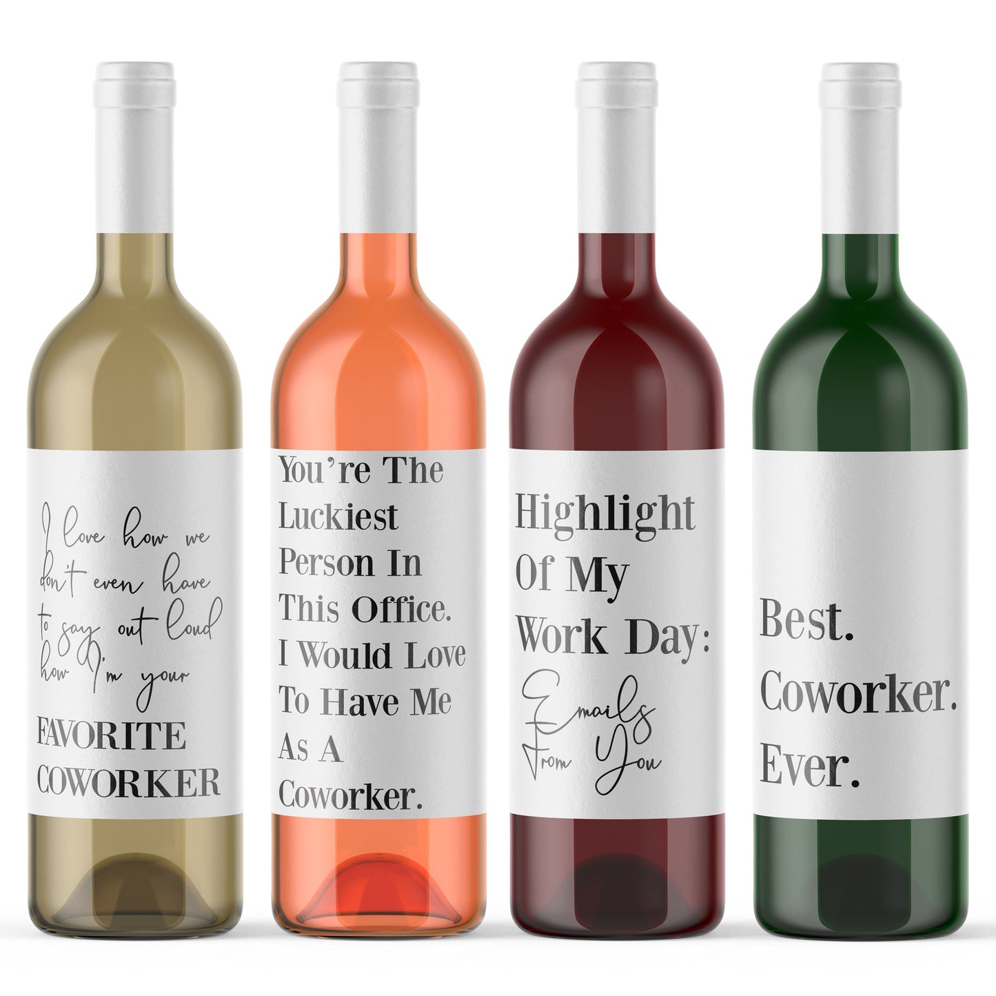 Funny Coworker Wine Labels, Pack of 8