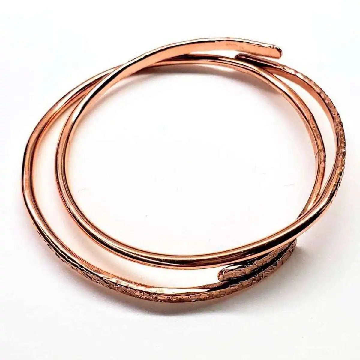 Unisex 8 Gauge Adjustable Hammered Copper Overlap Bangle
