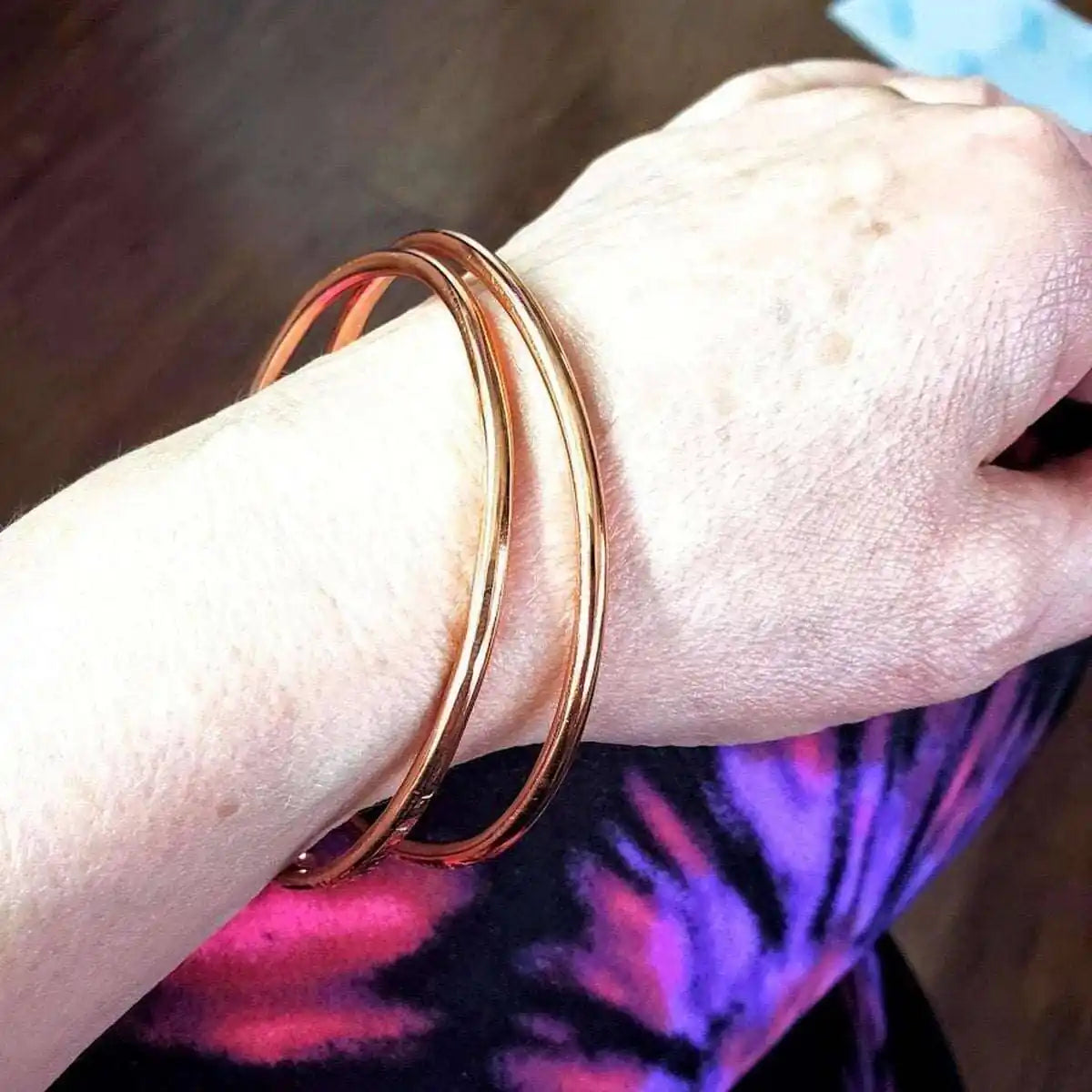 Unisex 8 Gauge Adjustable Hammered Copper Overlap Bangle