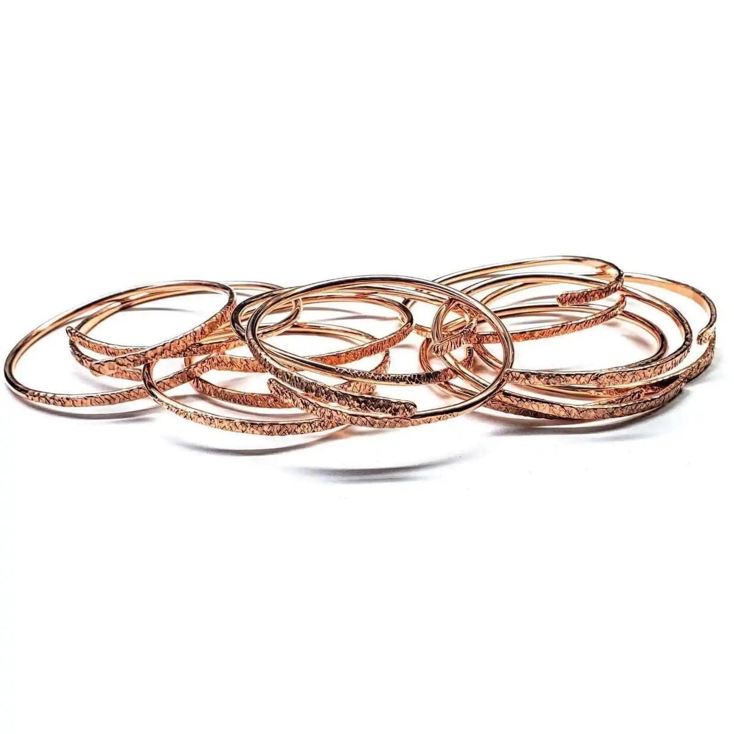 Unisex 8 Gauge Adjustable Hammered Copper Overlap Bangle