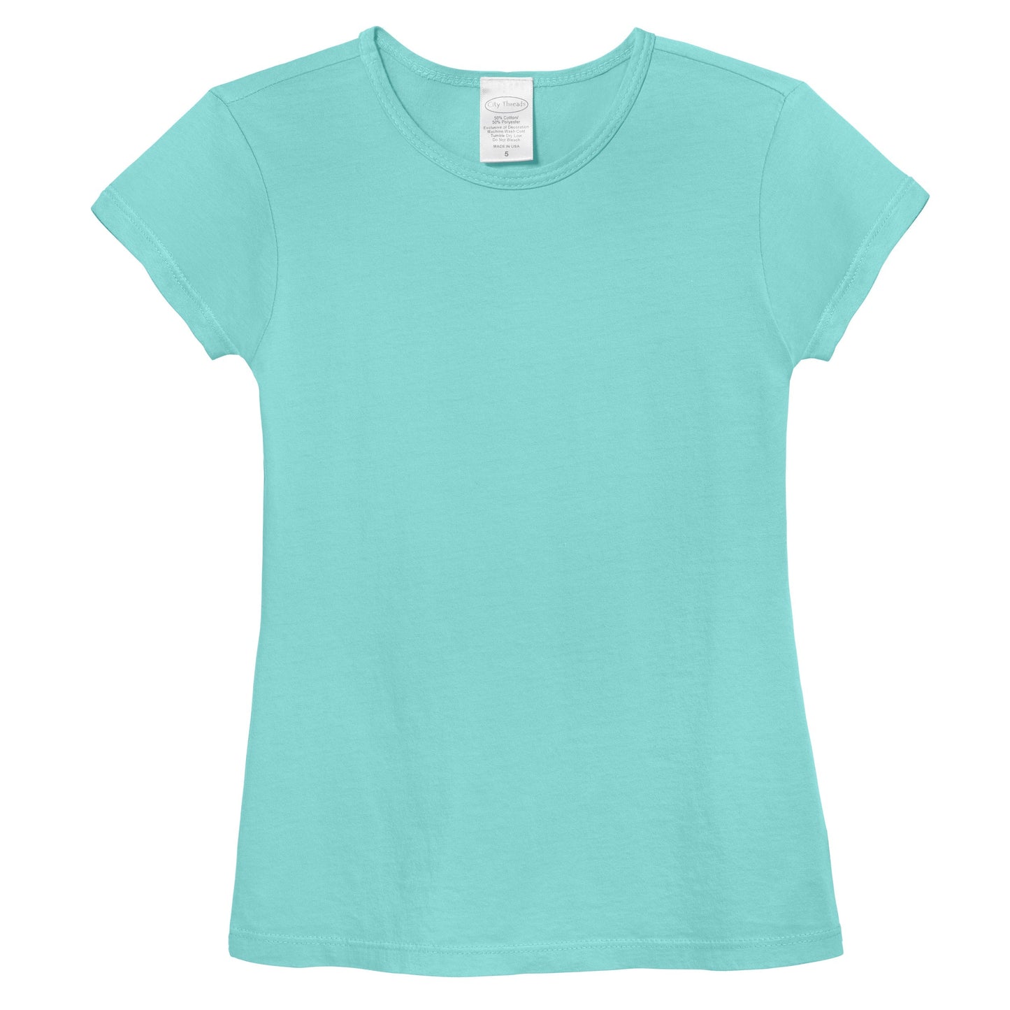 Girls Soft 100% Organic Cotton Jersey Cap Sleeve Crew Tee | Wave