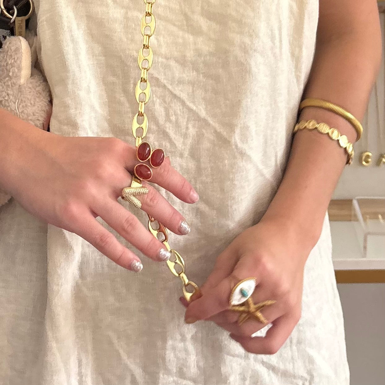 Sunset Red Cocktail Ring
