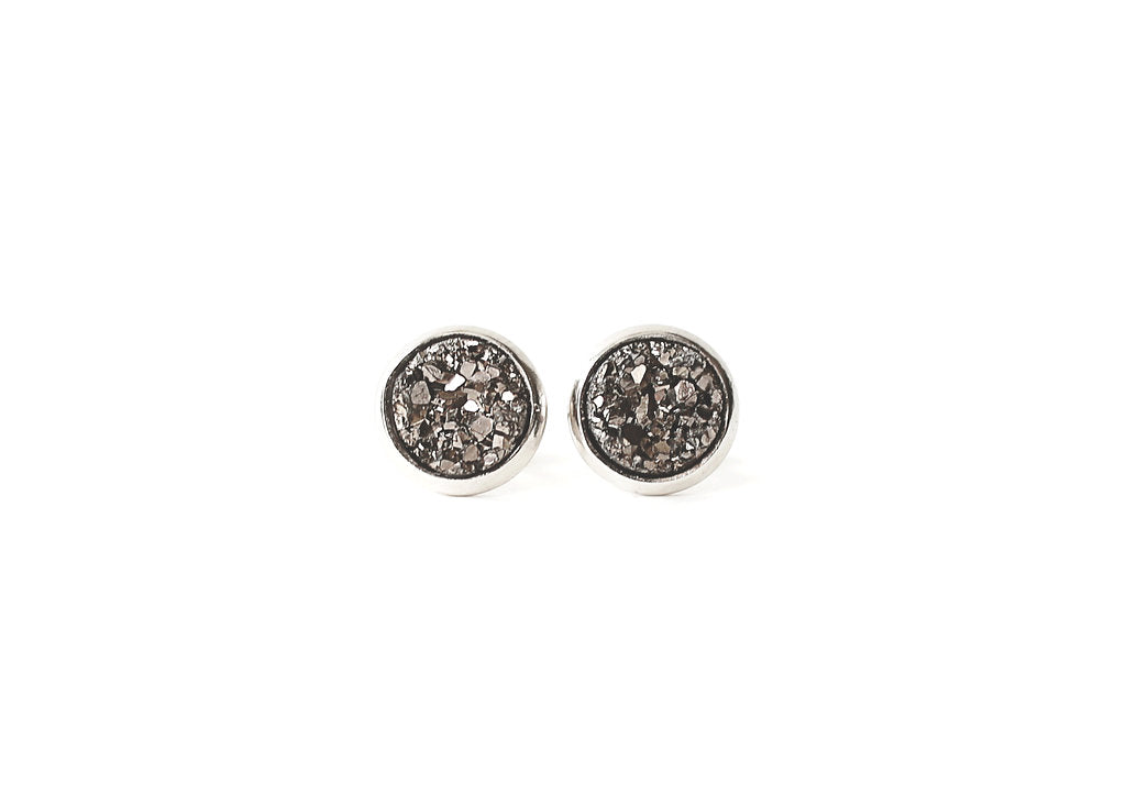 8mm Gunmetal Druzy Stud