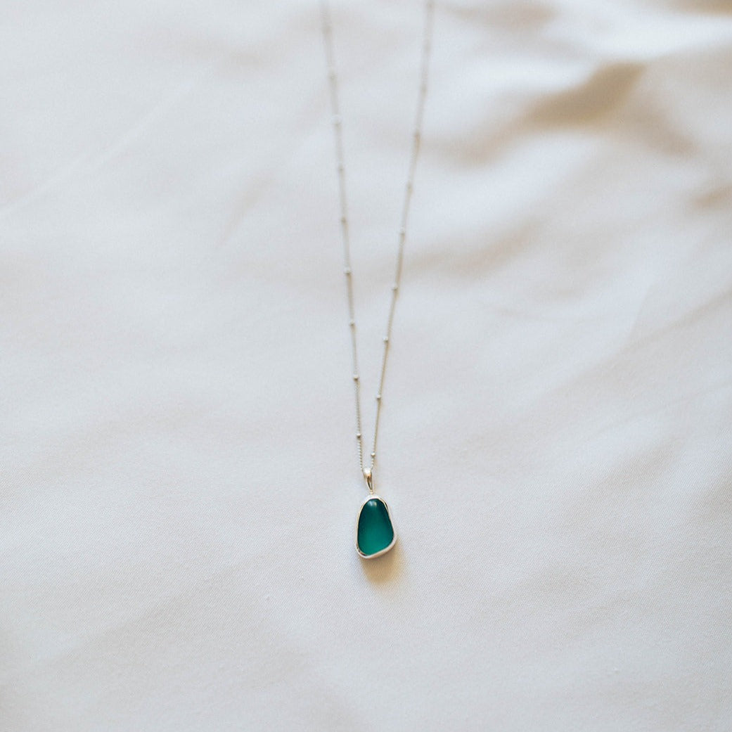 Green Sea Glass Necklace (Handmade)