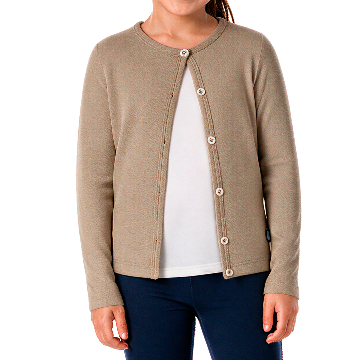 Girls Soft 100% Cotton Button-Down Cardigan | Dark khaki
