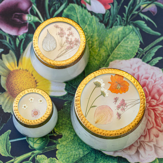 Signature Pressed Floral Candle - Apricot Rose