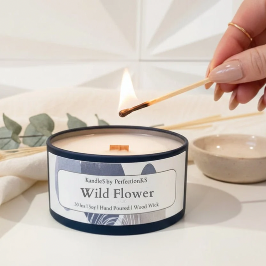 Wild Flower Oasis Luxury Candle | 8oz Non-Toxic Soy Candle with Wooden Wick | Clean Burn