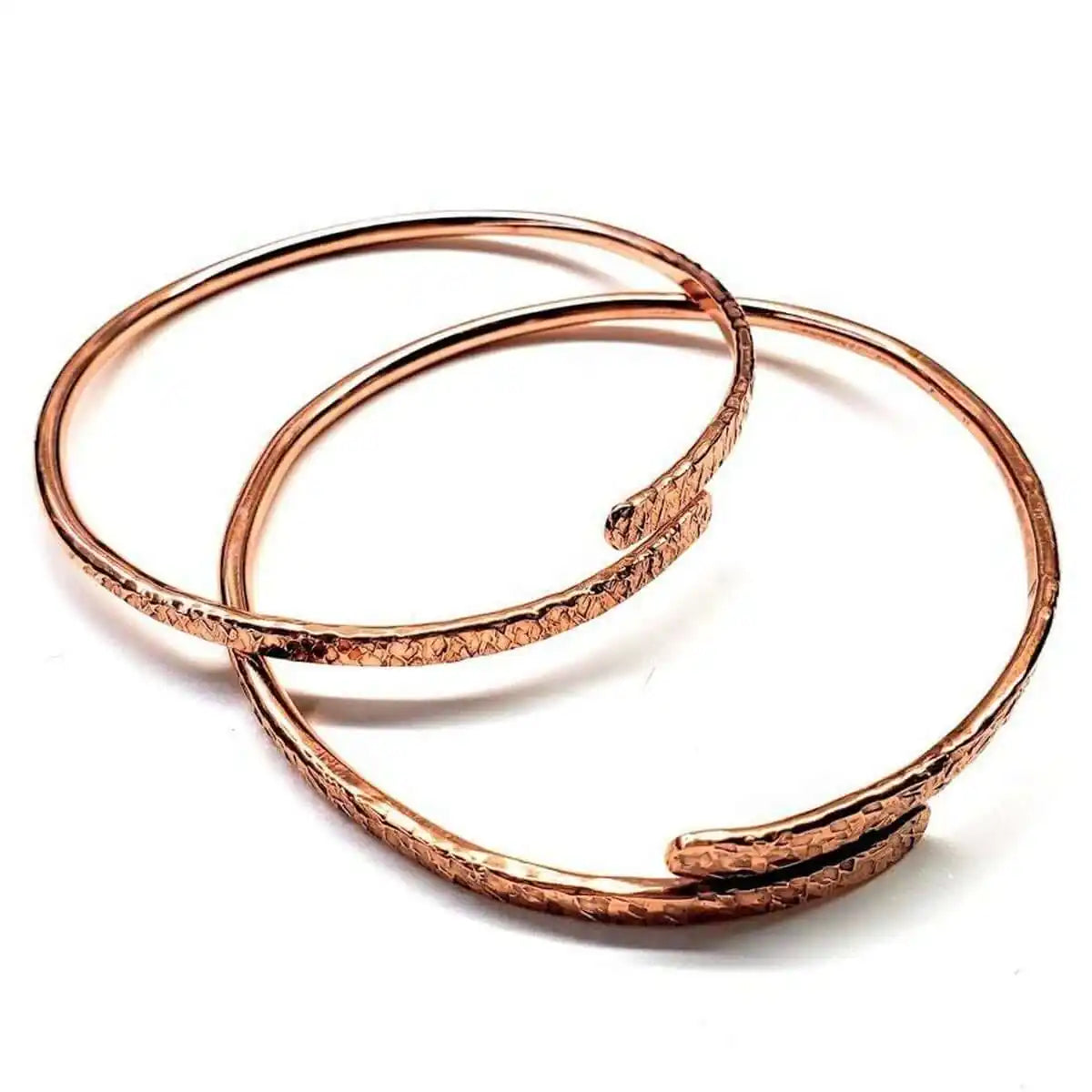 Unisex 8 Gauge Adjustable Hammered Copper Overlap Bangle