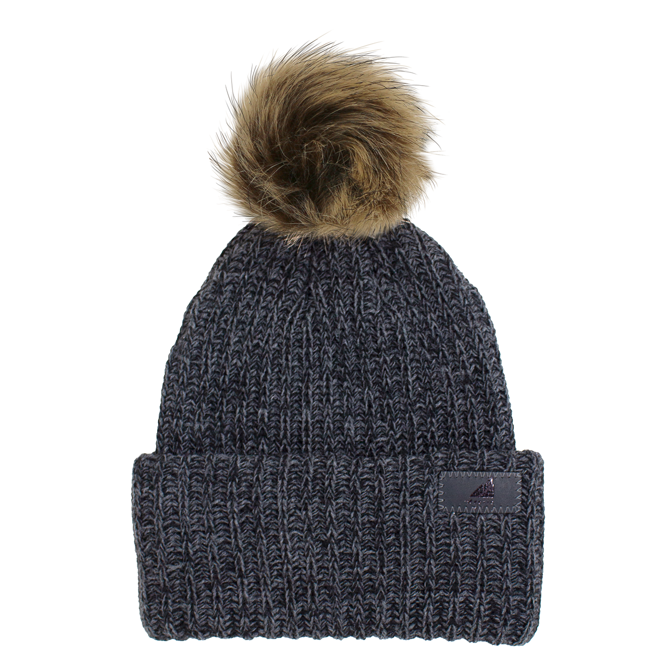 Adult Acrylic Ribbed Cuff with Pom Hat