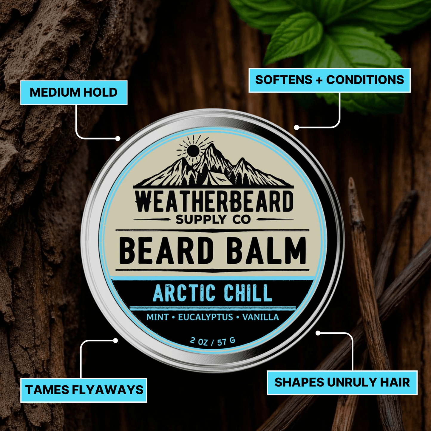 Arctic Chill Beard Balm - Mint, Eucalyptus, Vanilla